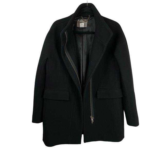 J. Crew Stadium Cloth by Nello Gori Wool Blend Cocoon Coat Black Size 6 - Picture 7 of 13